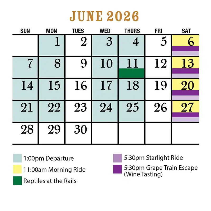 June 2026 Verde Canyon Railroad Train Schedule v2